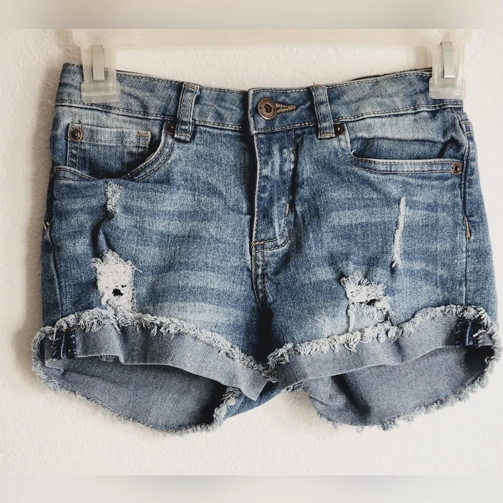 Lucky Brand Girls Denim Riley Short-Shorts 5 Pocket Design Frayed Hem Sz 10